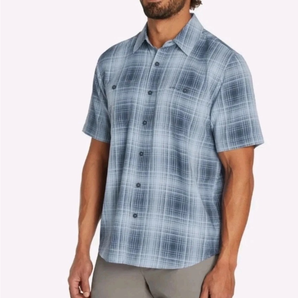 Orvis Men's Light Blue Plaid Button Down Shirt SZ XXL